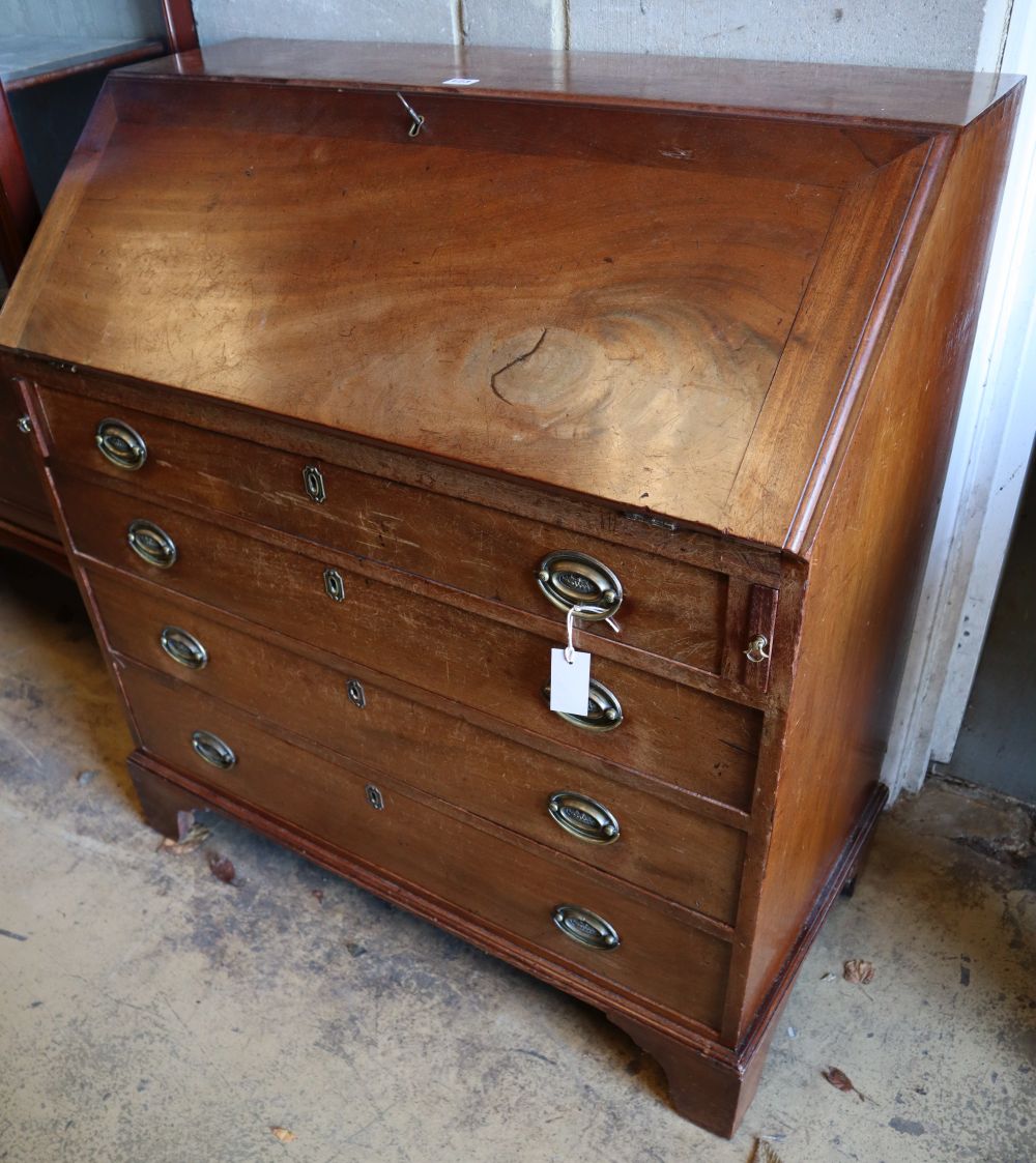 A Georgian mahogany bureau, width 100cm